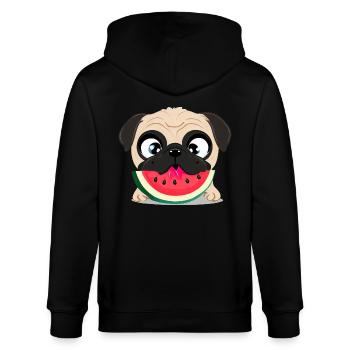 Carlin à la pastèque, Fruity Dog Design - Veste à capuche bio CULTIVATOR Stanley/Stella Unisexe - noir - Dos - Anna (173cm)