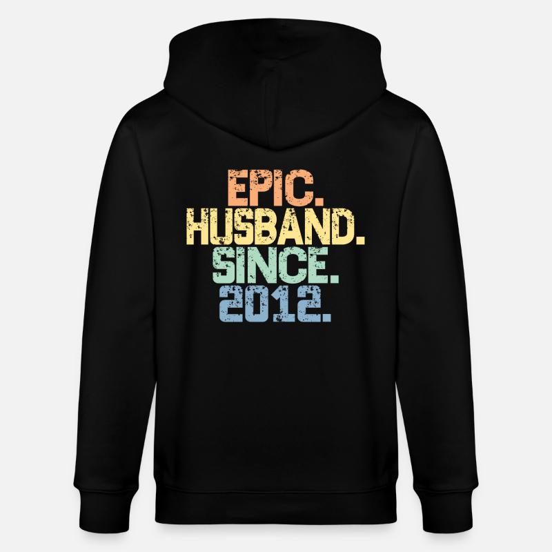 Epic Husband Since 2012 - 11th Anniversary For Men - Stanley/Stella CULTIVATOR Unisex Organic Hooded Jacket - black