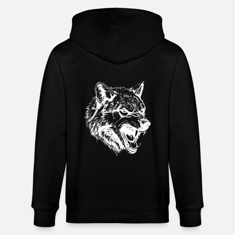 Portrait d’animal loup - Veste à capuche bio CULTIVATOR Stanley/Stella Unisexe - noir
