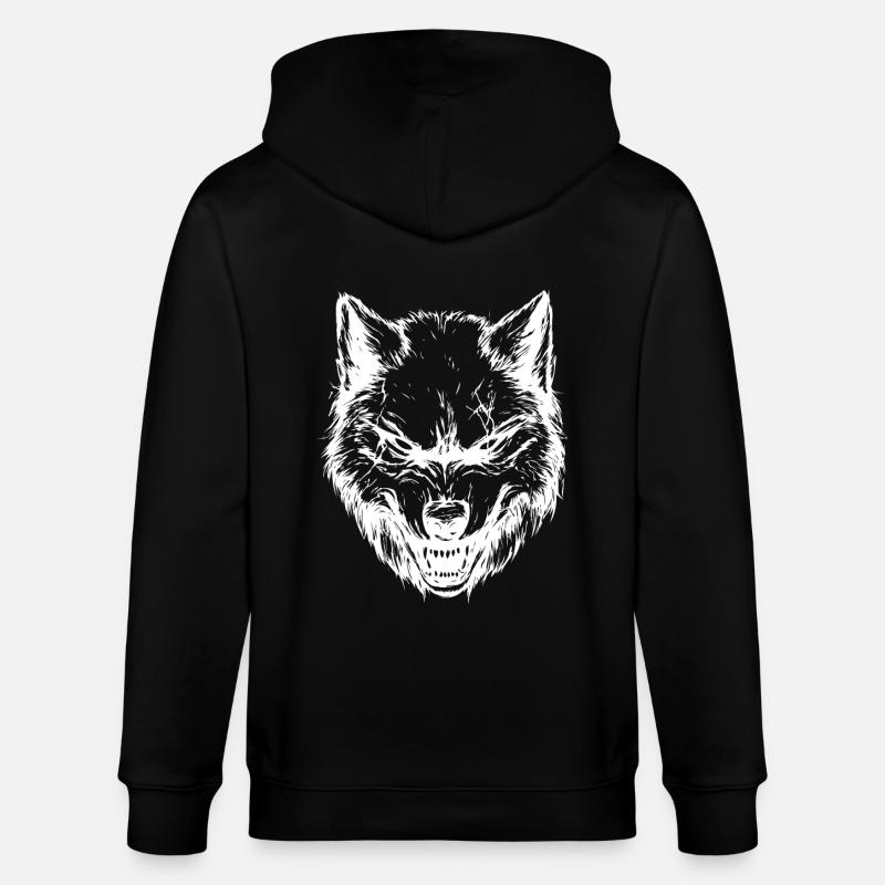 Wolf Kopf Tier - Stanley/Stella Unisex Bio-Kapuzenjacke CULTIVATOR - Schwarz