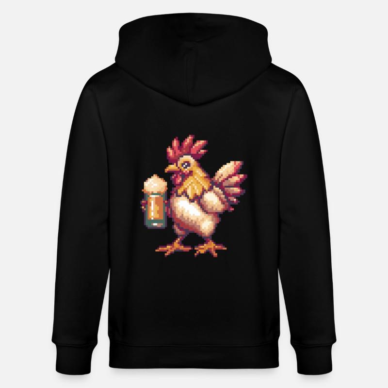 Hahn Pixel Bier - Stanley/Stella Unisex Bio-Kapuzenjacke CULTIVATOR  - Schwarz