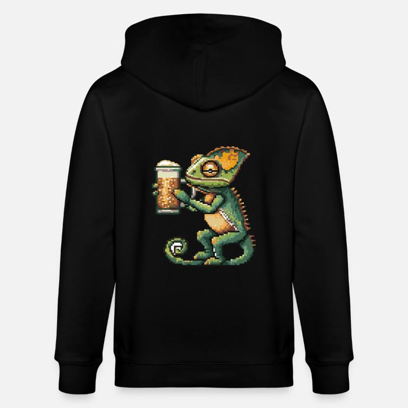 Chameleon Pixel Bier - Stanley/Stella Unisex Bio-Kapuzenjacke CULTIVATOR - Schwarz