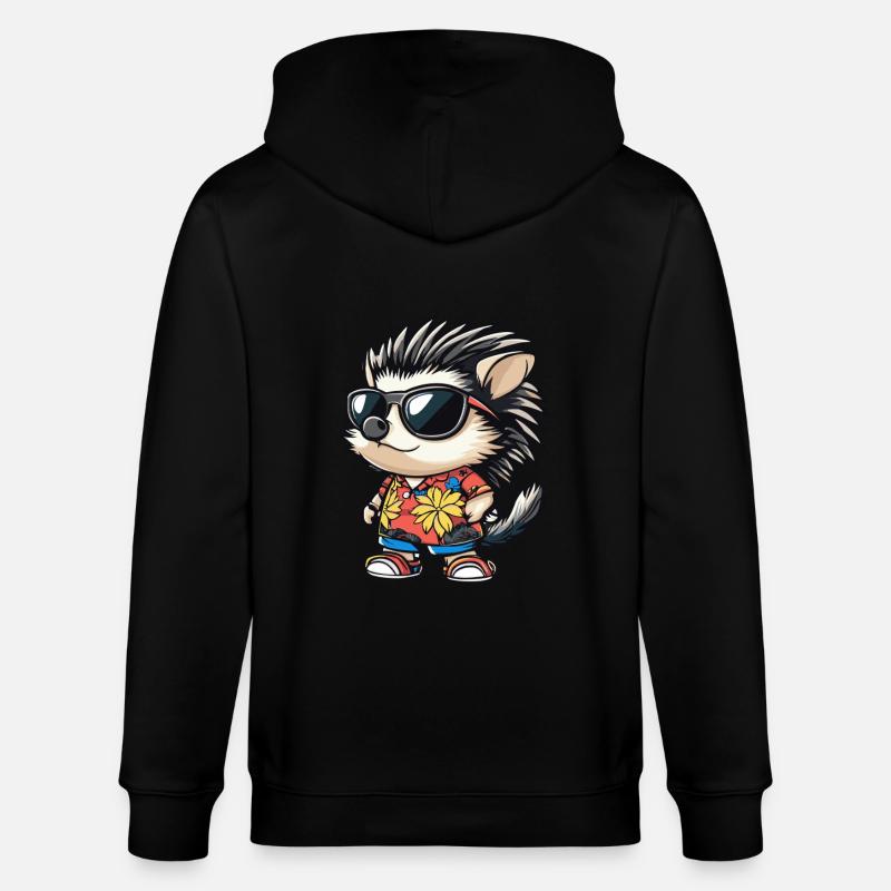 Igel Comic Lustig Sommer - Stanley/Stella Unisex Bio-Kapuzenjacke CULTIVATOR  - Schwarz