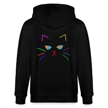 Bunt farbenfreudig Katzen Gesicht Katze Kitten - Stanley/Stella Unisex Bio-Kapuzenjacke CULTIVATOR  - Schwarz - Hinten - Anna (173cm)