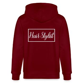 Coiffeur fier Diplômé Cadeau de coiffeur - Veste à capuche bio CULTIVATOR Stanley/Stella Unisexe - bordeaux - Dos - Anna (173cm)