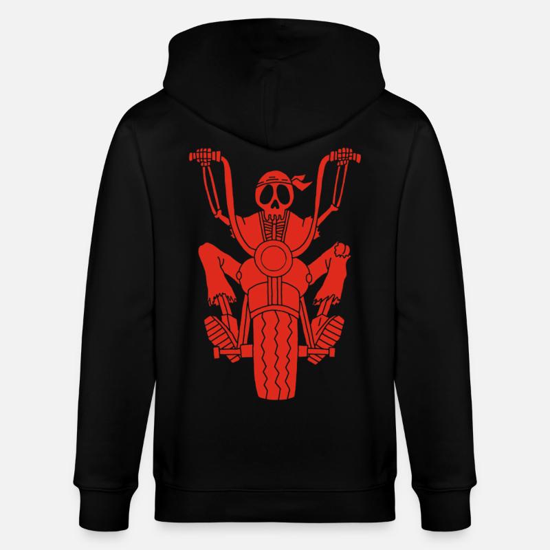 Rotes Biker-Skelett - Stanley/Stella Unisex Bio-Kapuzenjacke CULTIVATOR - Schwarz