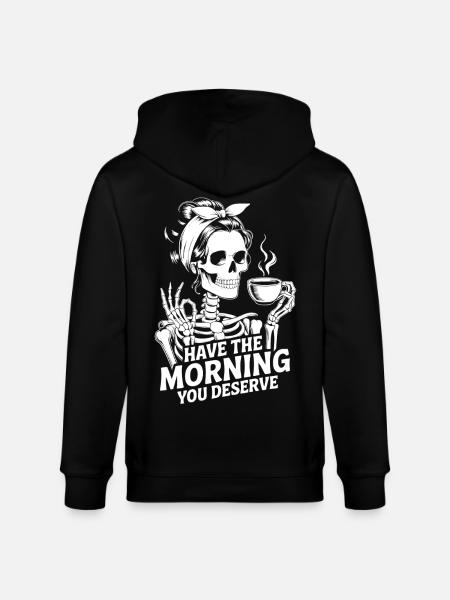 Coffee Kick Skeleton Morning Ritual - Stanley/Stella CULTIVATOR Unisex Organic Hooded Jacket - black