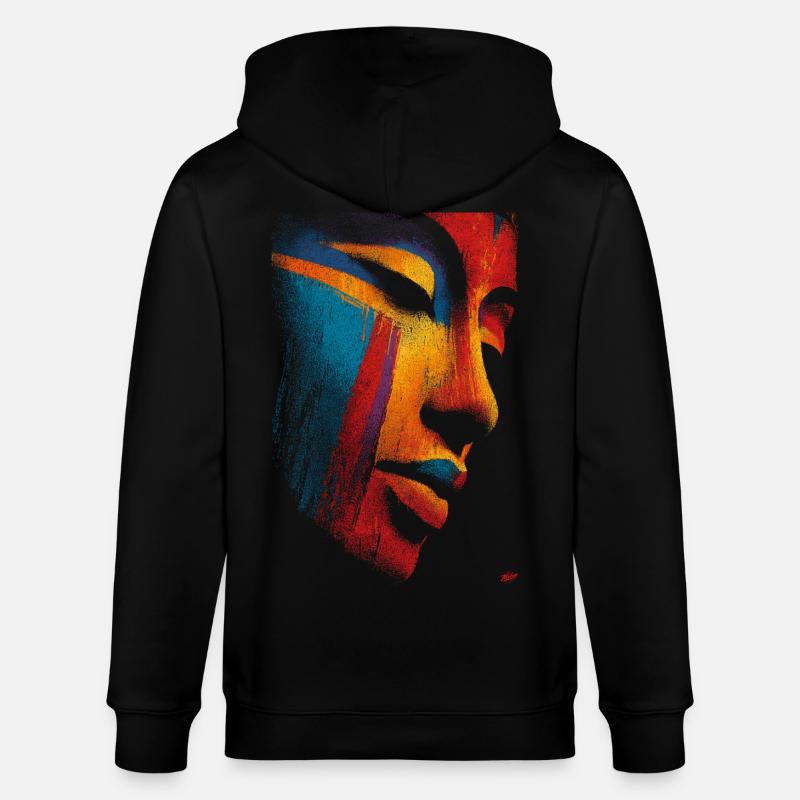 Buddha's Face - Stanley/Stella CULTIVATOR Unisex Organic Hooded Jacket - black