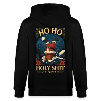 Ho Ho Holy Shit Lustiges Santa Weihnachts Shirt - Stanley/Stella Unisex Bio-Kapuzenjacke CULTIVATOR  - Schwarz - Hinten - Anna (173cm)
