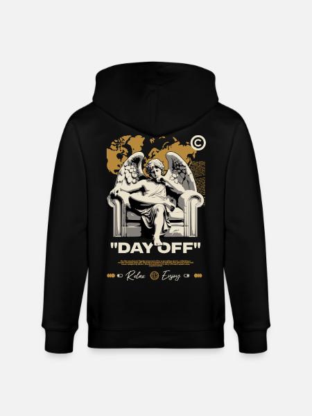 Day Off Angel on Throne - Stanley/Stella CULTIVATOR Unisex Organic Hooded Jacket - black