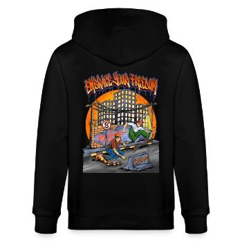 Embrace your Freedom - Stanley/Stella CULTIVATOR  Unisex Organic Hooded Jacket - black - Back - Anna (173cm)