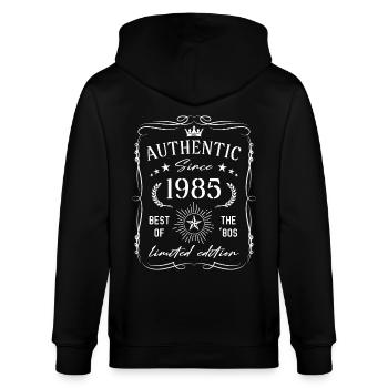 40th Birthday Authentic 1985 40 Years Old Gift - Stanley/Stella CULTIVATOR  Unisex Organic Hooded Jacket - black - Back - Anna (173cm)