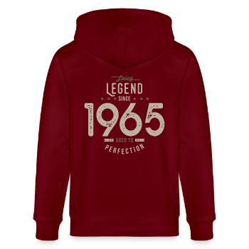 LIVING legend since 1965 57th Anniversary Gift - Stanley/Stella CULTIVATOR  Unisex Organic Hooded Jacket - burgundy - Back - Anna (173cm)