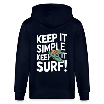 Keep It Simple Surf | Funny Surf Turtle - Stanley/Stella CULTIVATOR  Unisex Organic Hooded Jacket - navy - Back - Anna (173cm)