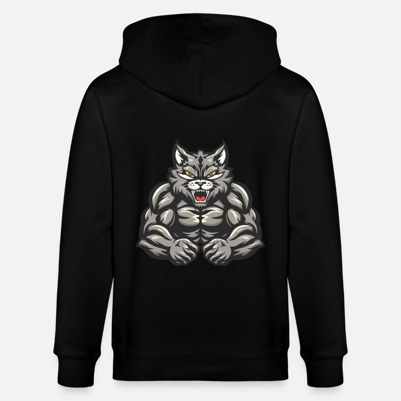 Musculation des muscles du chat - Veste à capuche bio CULTIVATOR Stanley/Stella Unisexe - noir