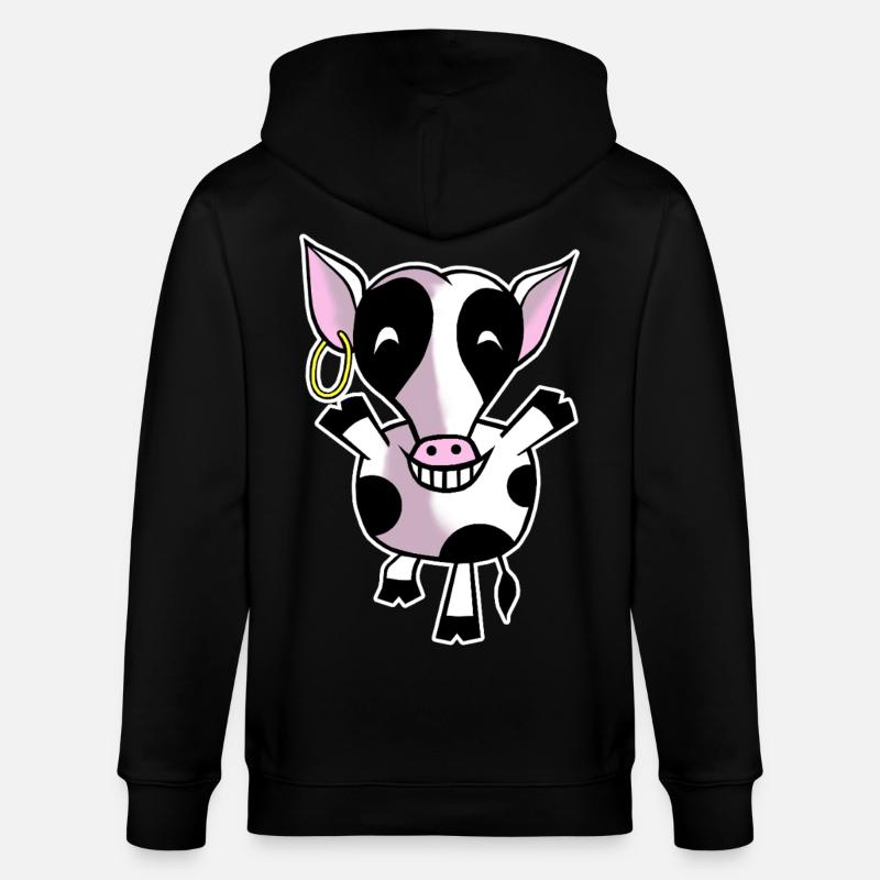 Glückliche Kuh - Stanley/Stella Unisex Bio-Kapuzenjacke CULTIVATOR  - Schwarz