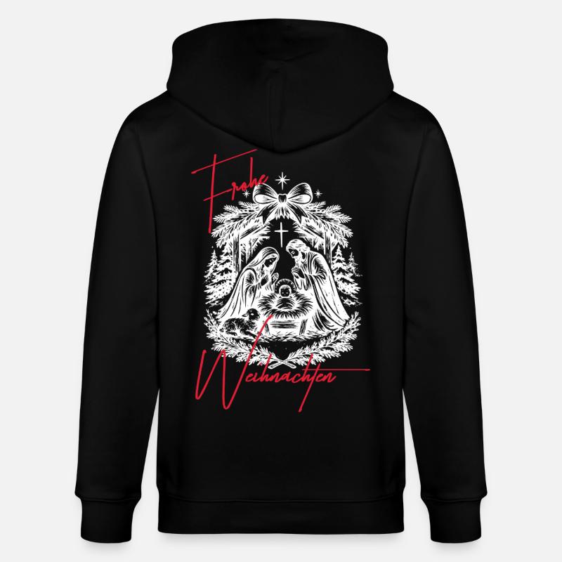 Weihnachtskrippe Schwarz Weiß - Stanley/Stella Unisex Bio-Kapuzenjacke CULTIVATOR  - Schwarz