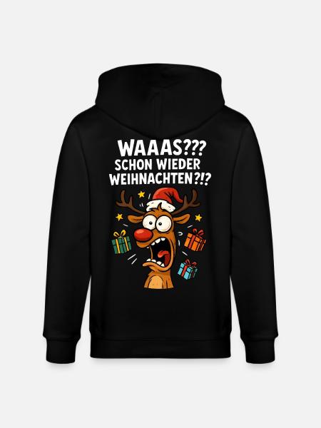 Reindeer Christmas funny funny crazy annoyed - Stanley/Stella CULTIVATOR Unisex Organic Hooded Jacket - black