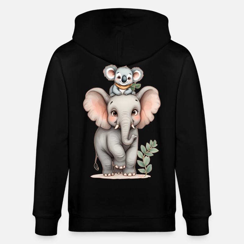 Wilde Freundschaft: Elefant und Koala 🐘 🐨 - Stanley/Stella Unisex Bio-Kapuzenjacke CULTIVATOR  - Schwarz