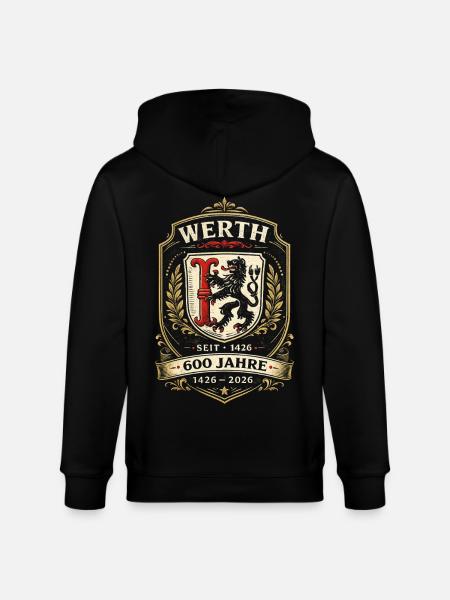Werth 600 Jahre Wappen - Stanley/Stella Unisex Bio-Kapuzenjacke CULTIVATOR - Schwarz