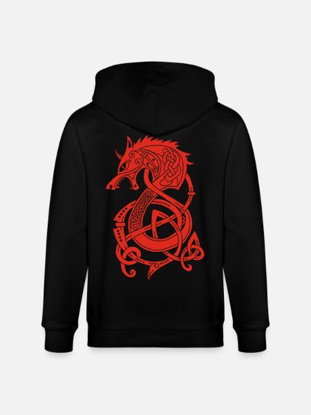 Dragon-loup viking (rouge) - Veste à capuche bio CULTIVATOR Stanley/Stella Unisexe - noir