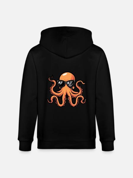 Octopus Cool Animal - Stanley/Stella CULTIVATOR Unisex Organic Hooded Jacket - black