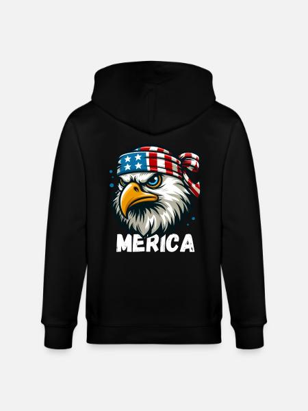 America Eagle USA Independence Day United States - Stanley/Stella økologisk unisex-hættejakke CULTIVATOR - sort