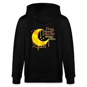 Islam Shirt Crescent Saying Allah - Stanley/Stella CULTIVATOR  Unisex Organic Hooded Jacket - black - Back - Anna (173cm)