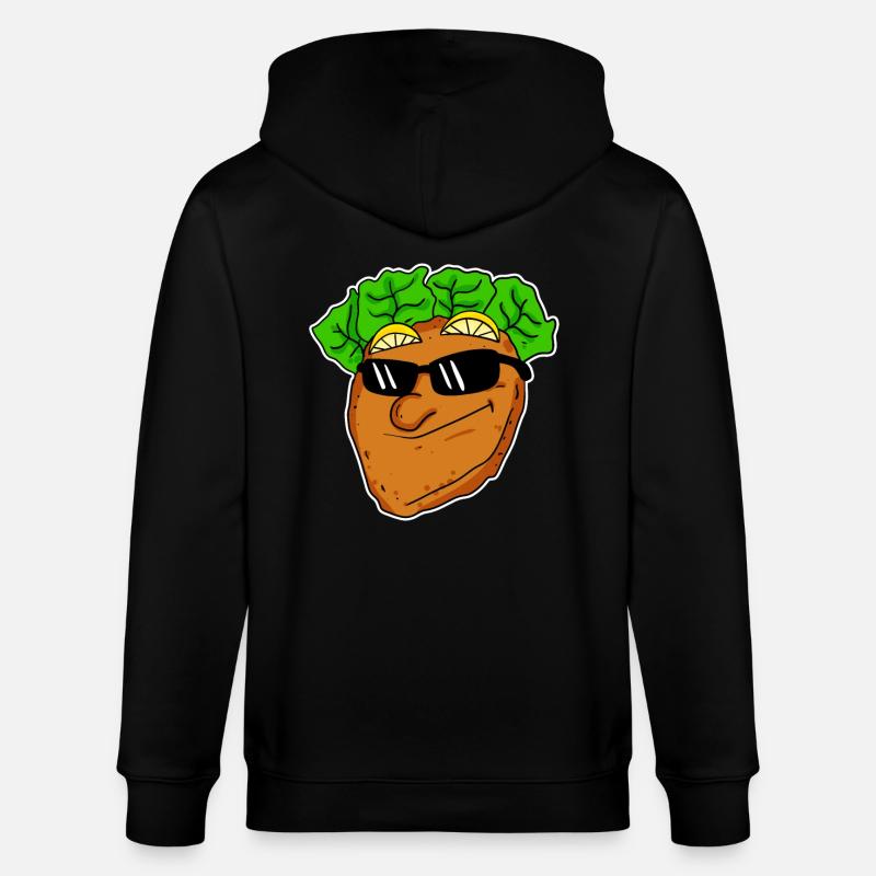 Cool schnitzel with sunglasses - Stanley/Stella CULTIVATOR  Unisex Organic Hooded Jacket - black