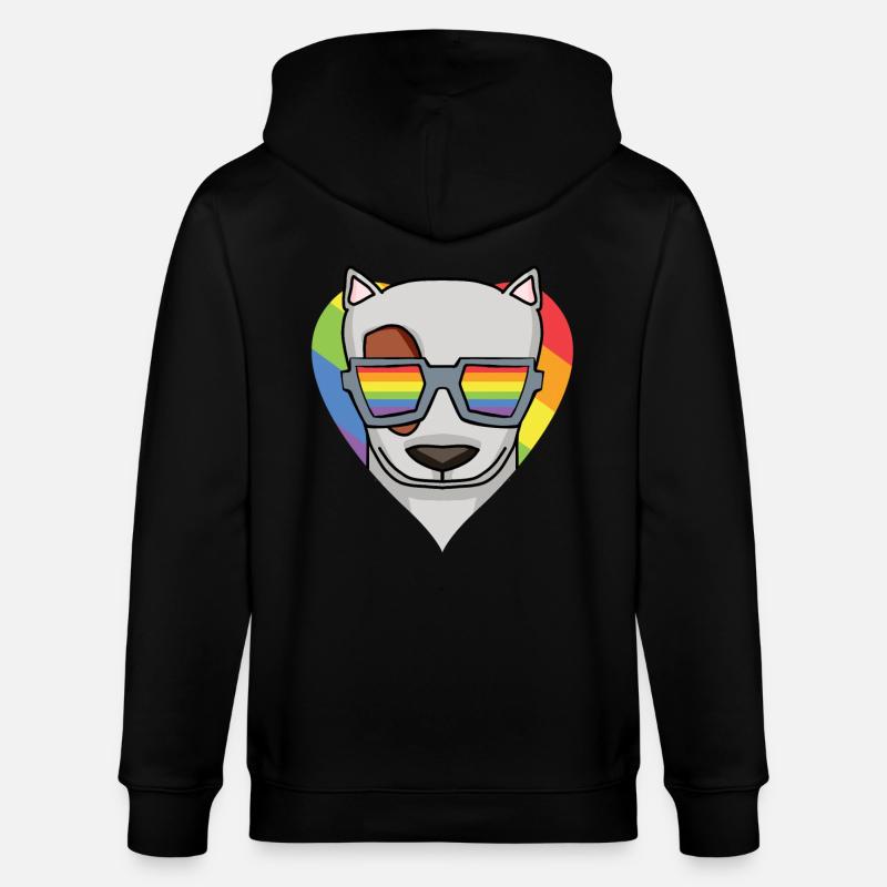 LGBT Hund Bullterrier Regenbogen - Stanley/Stella Unisex Bio-Kapuzenjacke CULTIVATOR - Schwarz