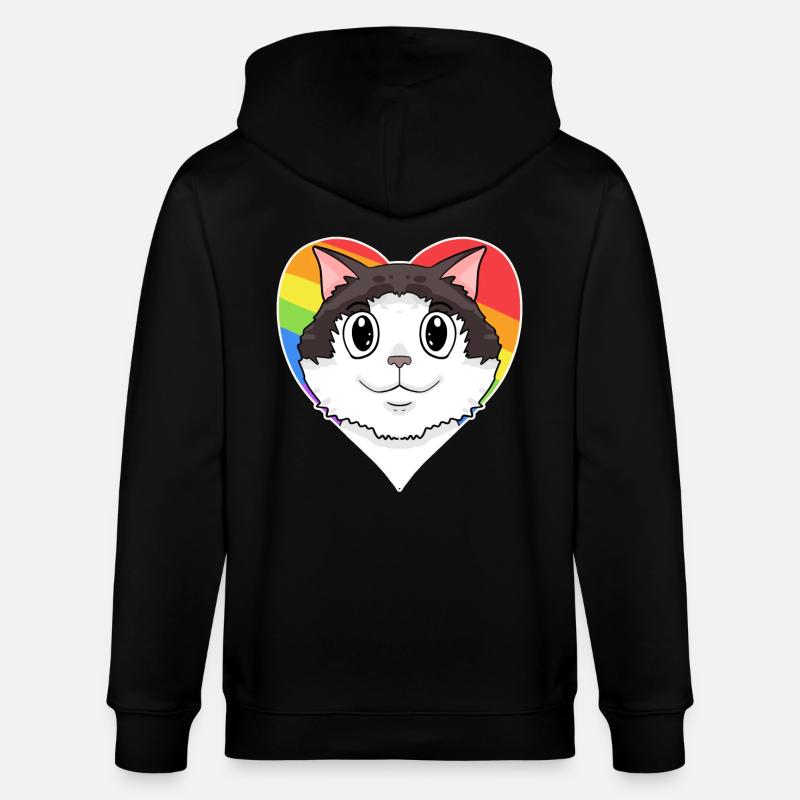 Ragdoll Cat - Cœur arc-en-ciel - Veste à capuche bio CULTIVATOR Stanley/Stella Unisexe - noir