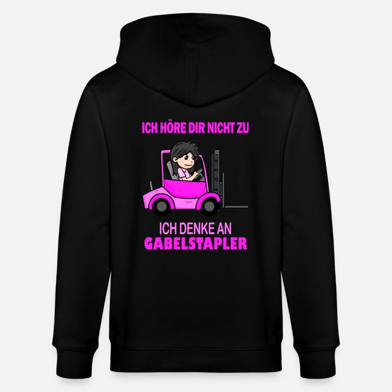Staplerfahrerin Damen Gabelstapler Stapler - Stanley/Stella Unisex Bio-Kapuzenjacke CULTIVATOR  - Schwarz