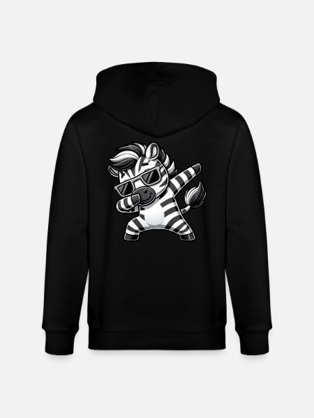 Cool Zebra Dab Cartoon with Sunglasses - Stanley/Stella CULTIVATOR  Unisex Organic Hooded Jacket - black