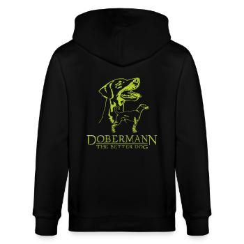 Dobermann TheBetterDog - Stanley/Stella Unisex Bio-Kapuzenjacke CULTIVATOR  - Schwarz - Hinten - Anna (173cm)