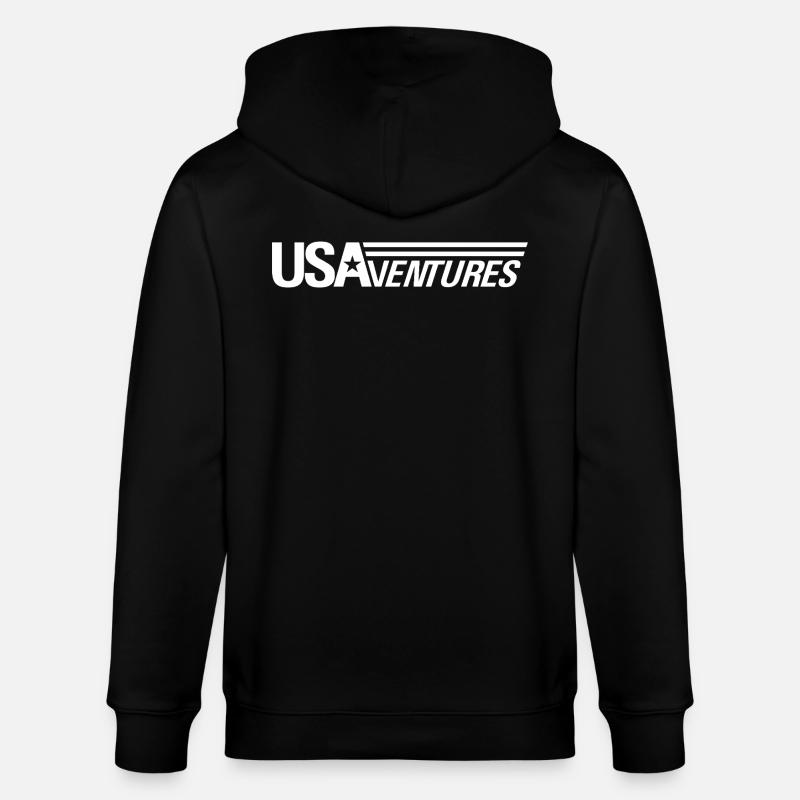 usaventures logo blanc - Veste à capuche bio CULTIVATOR Stanley/Stella Unisexe - noir