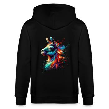 Alpaga Lama Amérique du Sud Coloré - Veste à capuche bio CULTIVATOR Stanley/Stella Unisexe - noir - Dos - Anna (173cm)