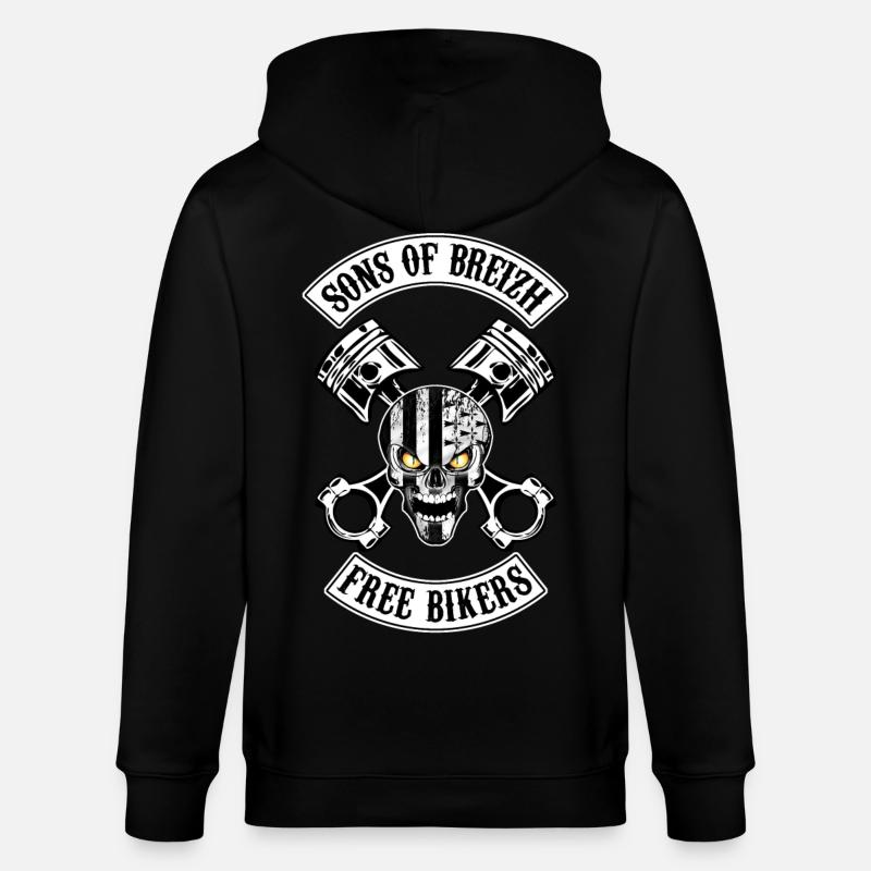 Breizh Skull Bikers - Veste à capuche bio CULTIVATOR Stanley/Stella Unisexe - noir