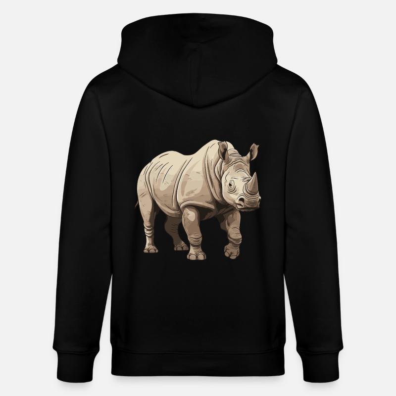 Nashorn Tier - Stanley/Stella Unisex Bio-Kapuzenjacke CULTIVATOR  - Schwarz