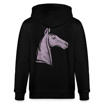 Silhouette minimaliste de portrait de cheval - Veste à capuche bio CULTIVATOR Stanley/Stella Unisexe - noir - Dos - Anna (173cm)
