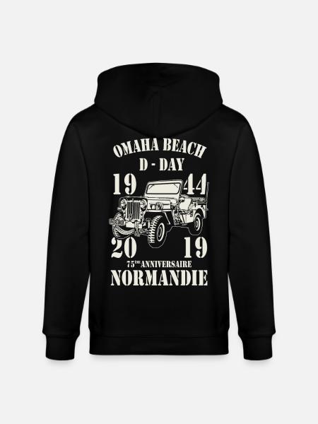 Omaha Beach D-Day 1944 - 2019 - Veste à capuche bio CULTIVATOR Stanley/Stella Unisexe - noir