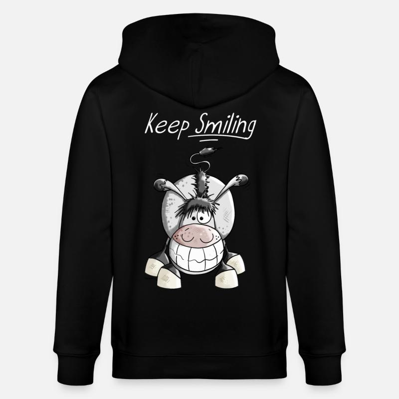 Keep Smiling Âne - Veste à capuche bio CULTIVATOR Stanley/Stella Unisexe - noir
