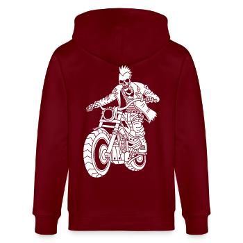 Hell Biker (Weiß) - Stanley/Stella Unisex Bio-Kapuzenjacke CULTIVATOR  - Burgunderrot - Hinten - Anna (173cm)