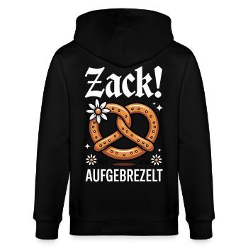 Brezel Blumen Edelweiß Zack Aufgebrezelt - Stanley/Stella Unisex Bio-Kapuzenjacke CULTIVATOR  - Schwarz - Hinten - Anna (173cm)