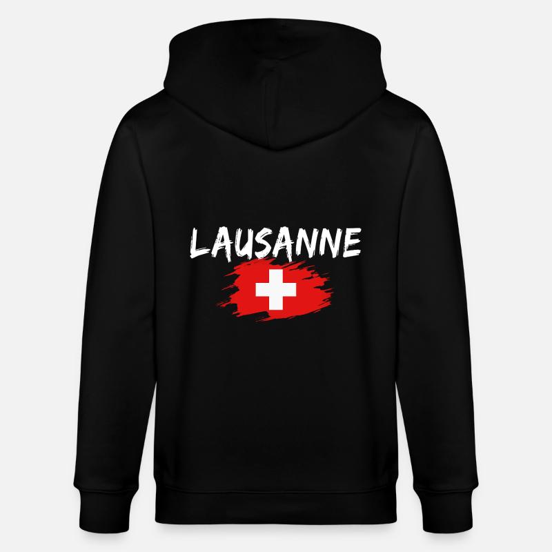 Lausanne Suisse Drapeau - Veste à capuche bio CULTIVATOR Stanley/Stella Unisexe - noir