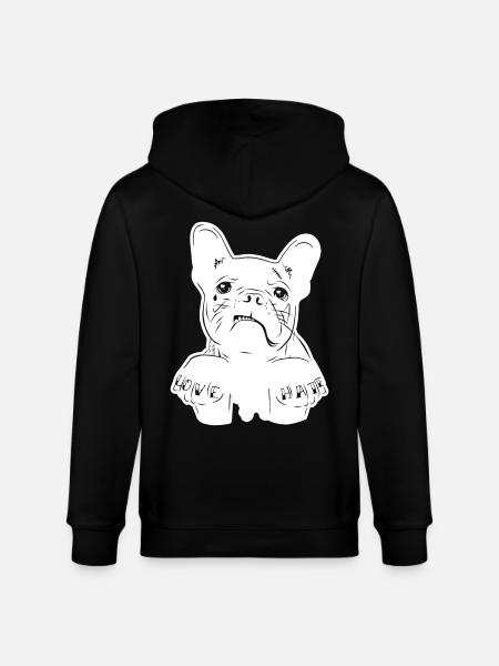Hamburger Underdog / Love and Hate / Dog / Pug - Stanley/Stella CULTIVATOR  Unisex Organic Hooded Jacket - black