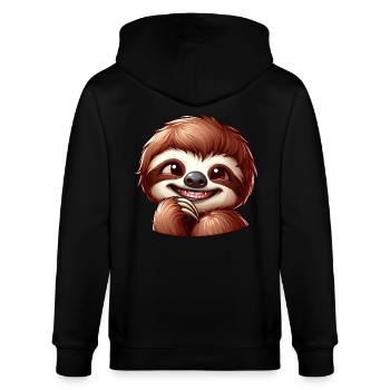 Süßes schüchternes Faultier Cartoon - Stanley/Stella Unisex Bio-Kapuzenjacke CULTIVATOR  - Schwarz - Hinten - Anna (173cm)