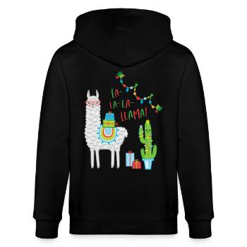 Fa la Llama Pull de Noël Cadeau de Noël - Veste à capuche bio CULTIVATOR Stanley/Stella Unisexe - noir - Dos - Anna (173cm)