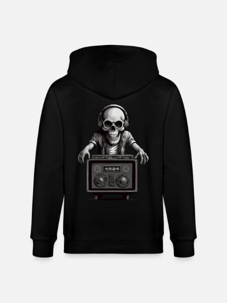 Skull Musician - Stanley/Stella CULTIVATOR  Unisex Organic Hooded Jacket - black