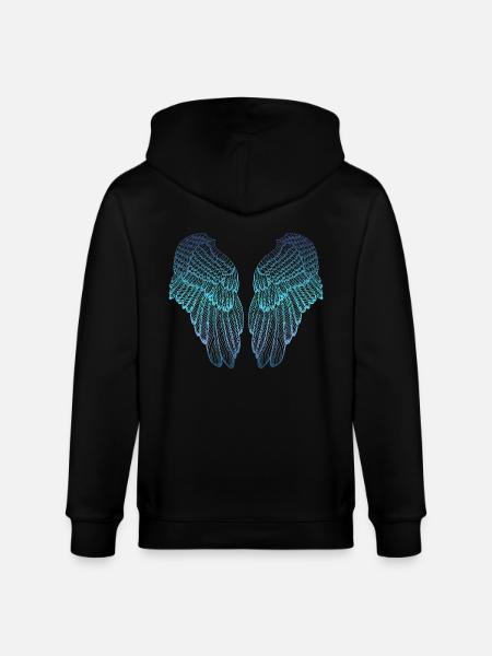 Feathery Blue Toned Angel Wings - Stanley/Stella CULTIVATOR Unisex Organic Hooded Jacket - black