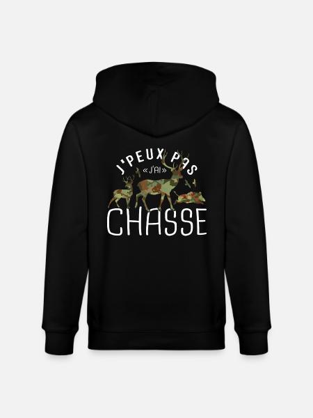 Je peux pas j'ai chasse humour chasseur cerf - Veste à capuche bio CULTIVATOR Stanley/Stella Unisexe - noir